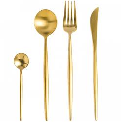 SET CUBIERTOS 24 PZAS LUXURY ACERO FULL GOLD FC