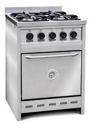 COCINA CORBELLI 4H A GAS 55X60CM ACERO INOX R.FUND. H.PIZ. C/VAL.SEG.